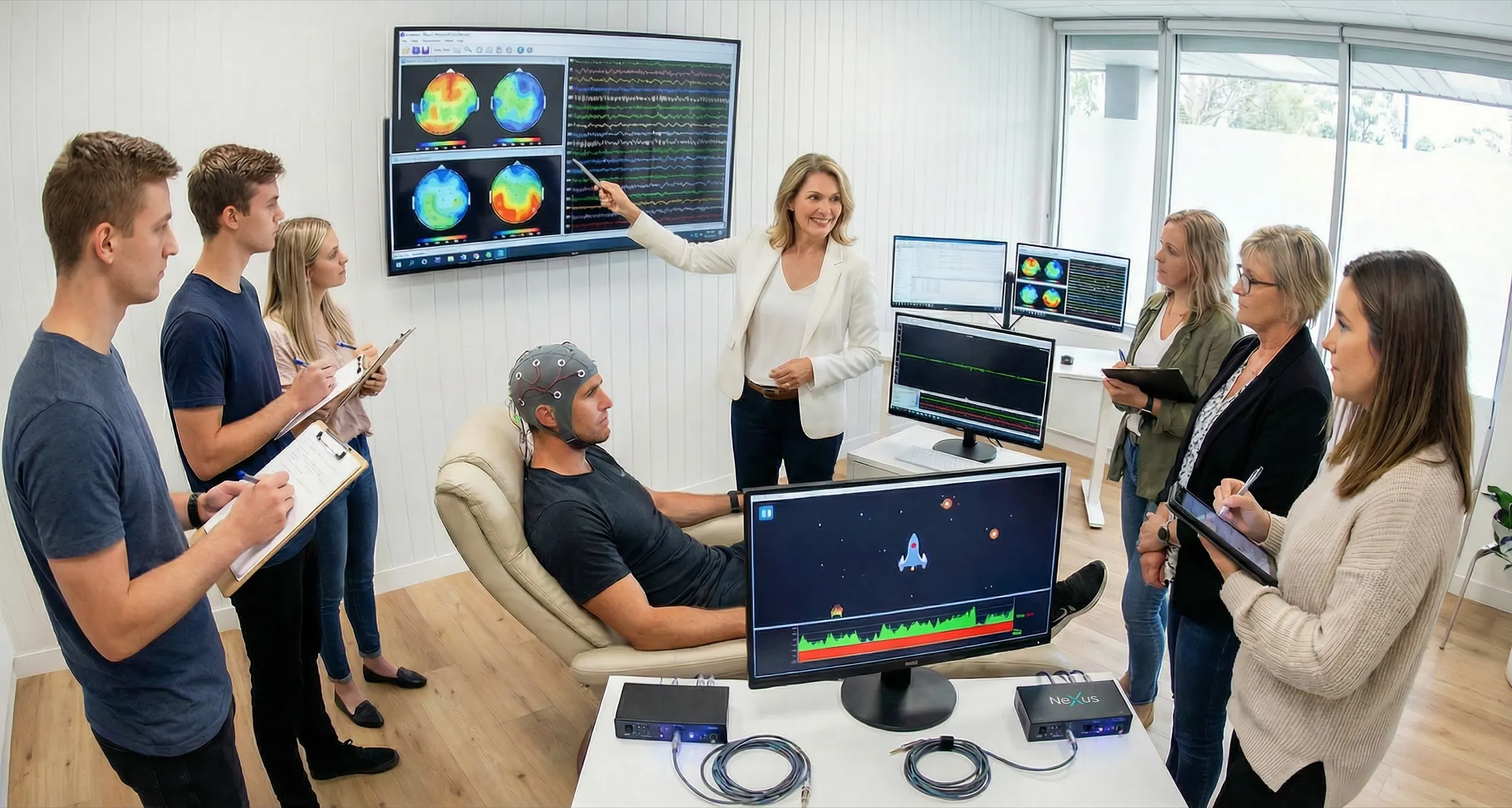 Praktischer Unterricht mit EEG-Haube